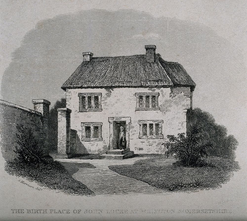 The cottage in Wrington, where John Locke was born. Etching after G. Harrison, 1837.