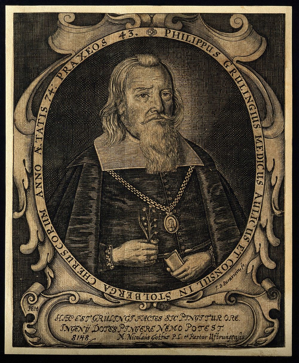 Philipp Grueling. Line engraving by J.B. Paravicini after F.E.H., 1667.