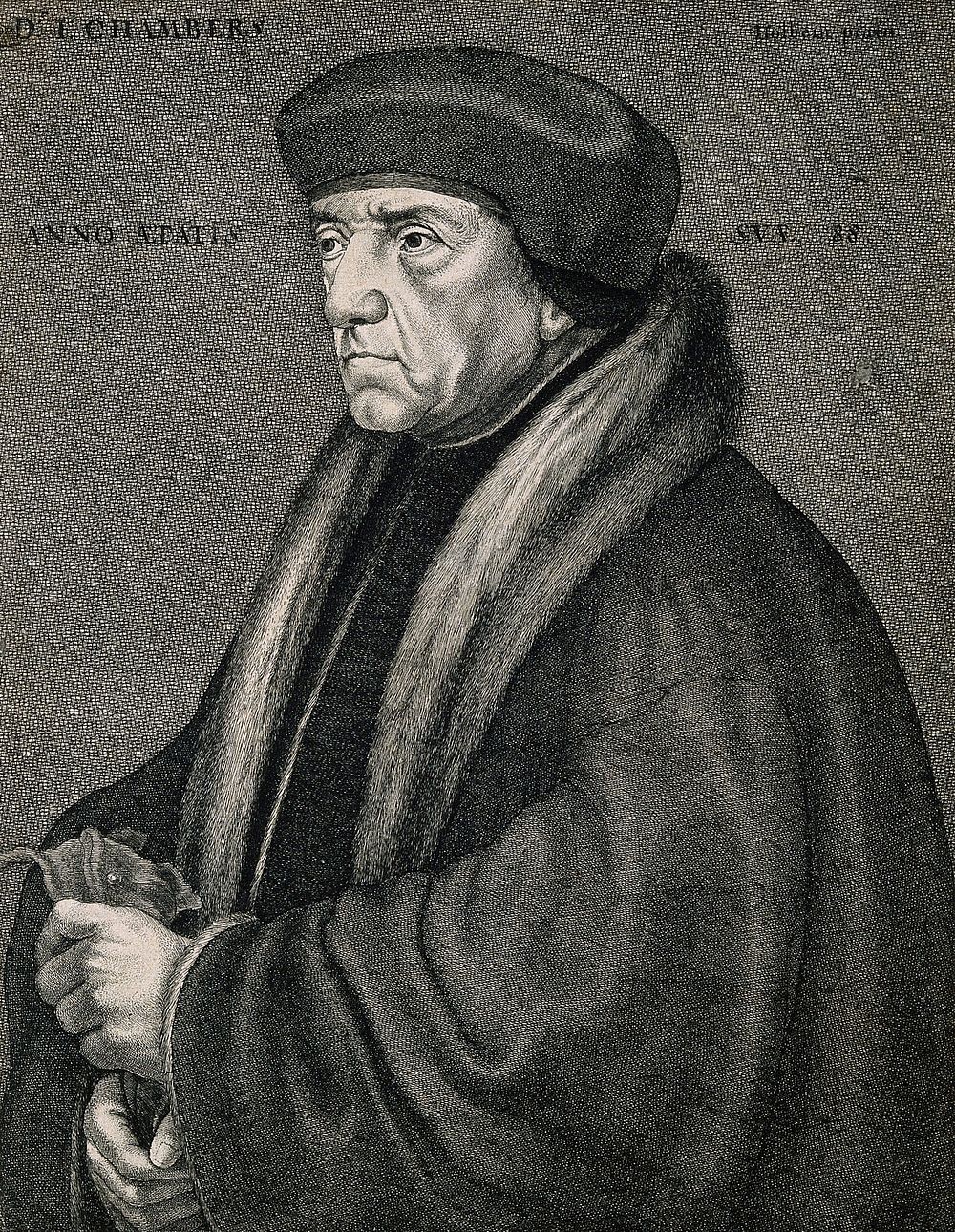 Sir John Chambers [Chambre]. Etching by W. Hollar, 1648, after H. Holbein, 1543.
