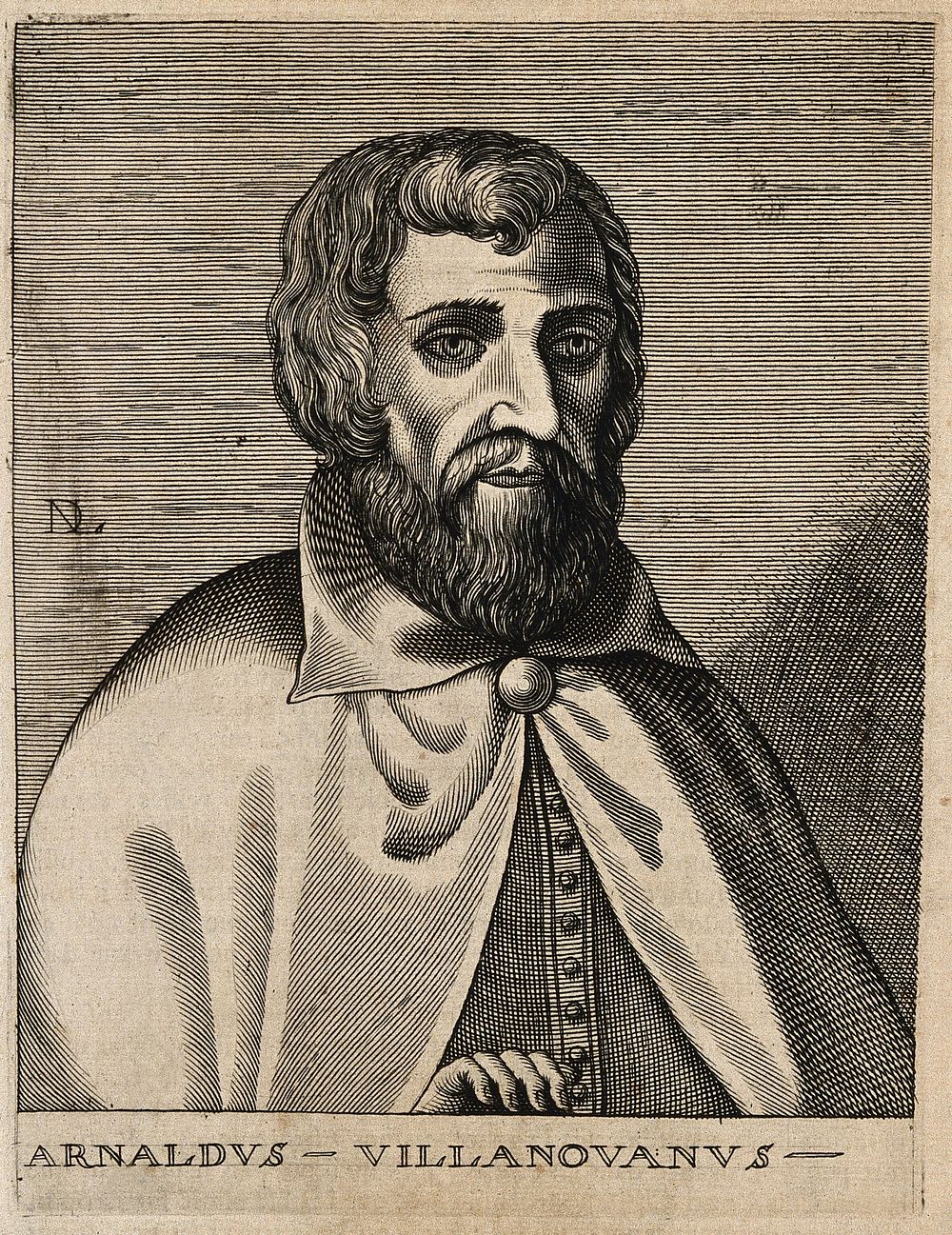 Arnoldus of Villanova. Line engraving by N. de Larmessin.