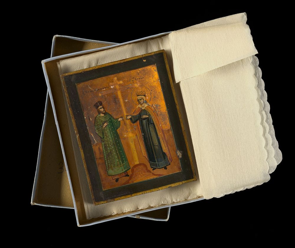 Saint Constantine and Saint Helena with the True Cross. Oil painting.