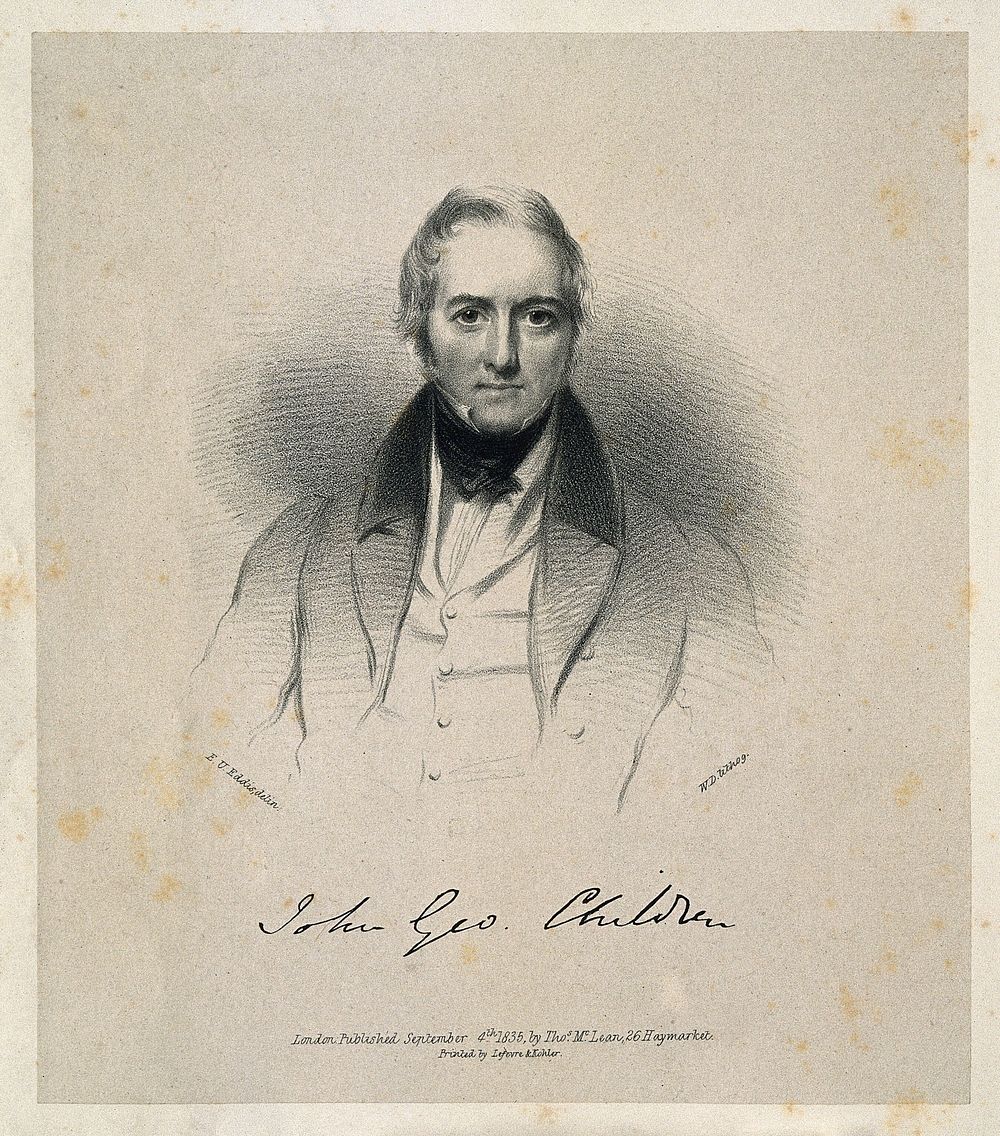 John George Children. Lithograph by W. Drummond, 1835, after E. U. Eddis.