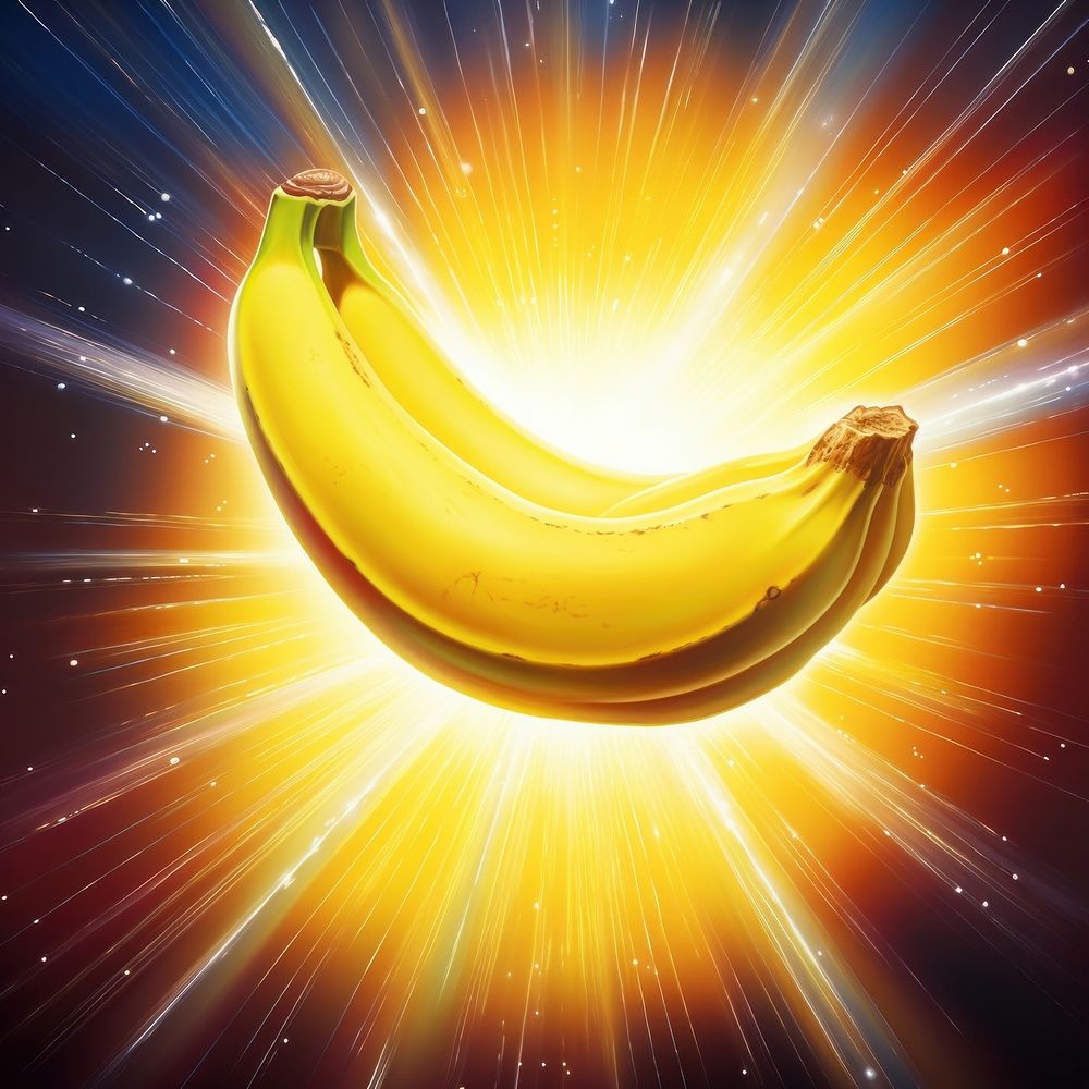 Airbrush art of a banana food freshness glowing.