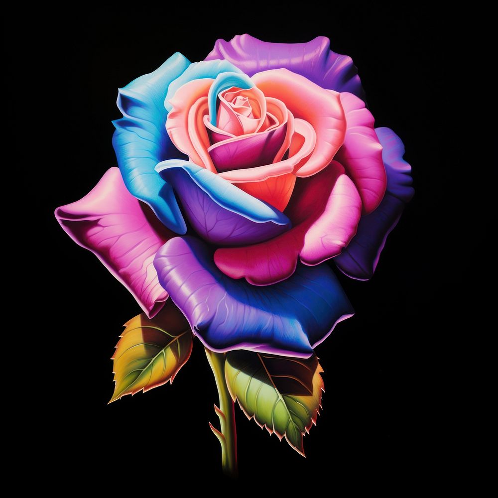 Airbrush art of a rose flower petal plant.