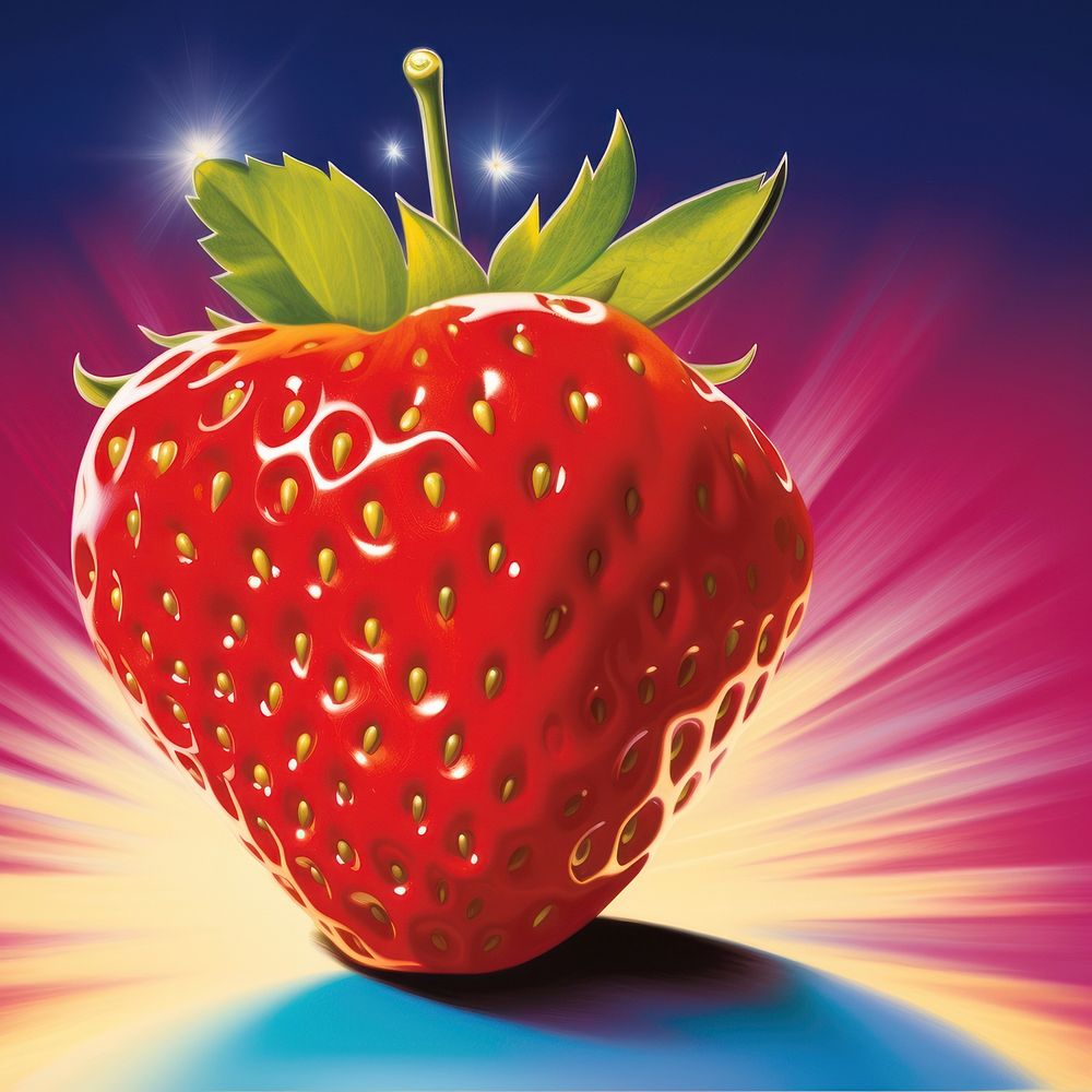 Airbrush art of a strawberry fruit plant food.