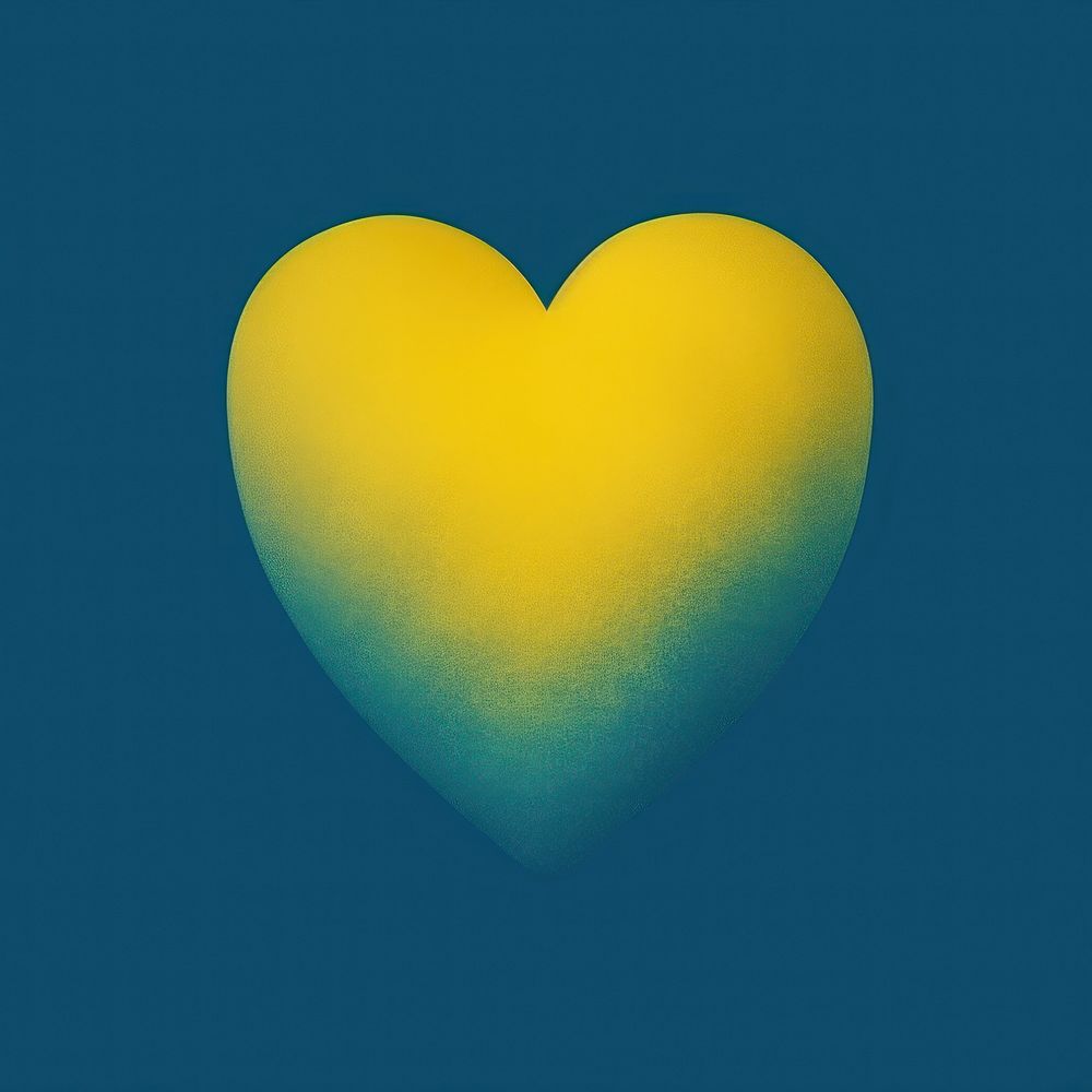 Abstract blurred gradient illustration heart yellow blue astronomy.