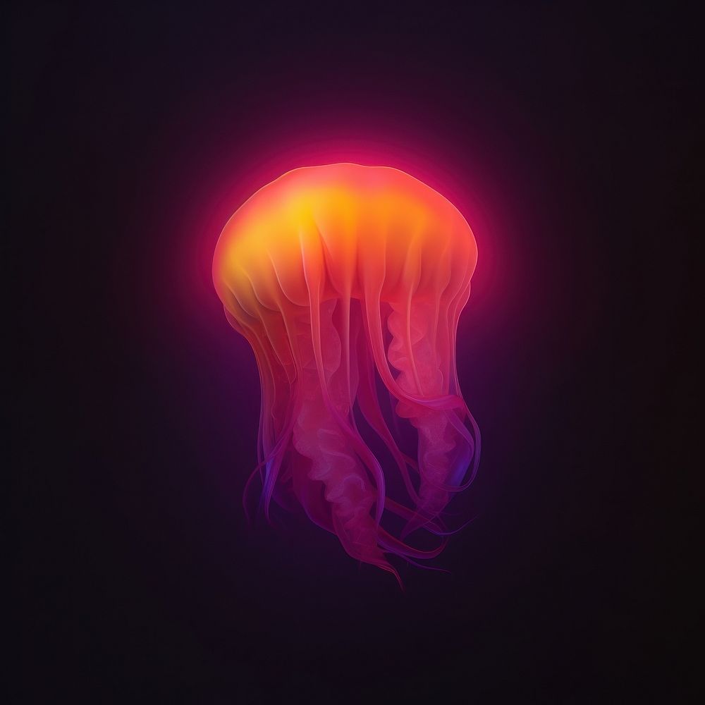 Abstract blurred gradient illustration jellyfish yellow invertebrate illuminated.