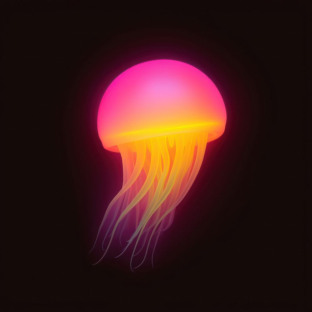 Abstract blurred gradient illustration jellyfish yellow nature night.