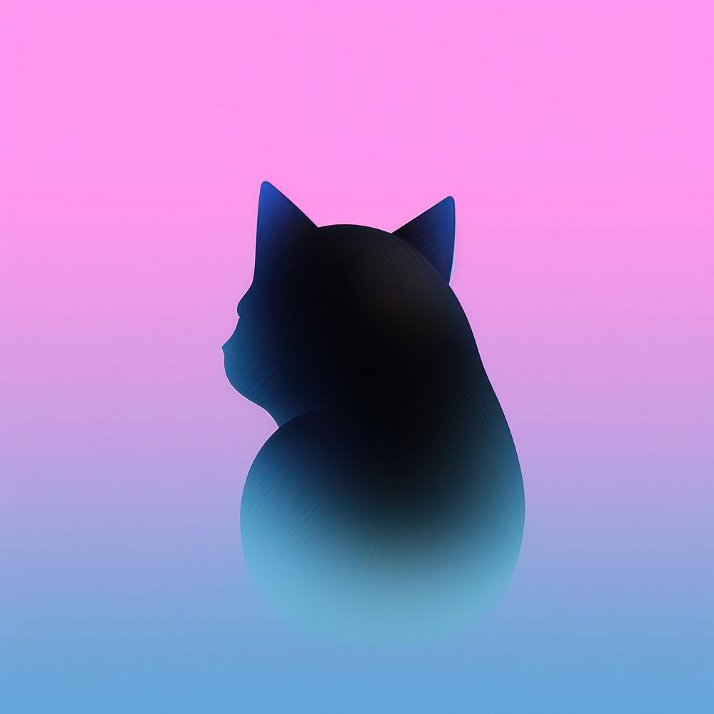 Abstract gradient illustration Black cat silhouette mammal animal.