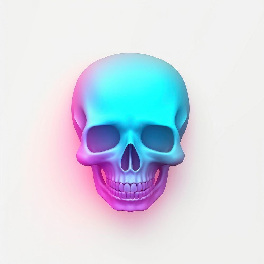 Abstract gradient illustration skull pink red glowing.