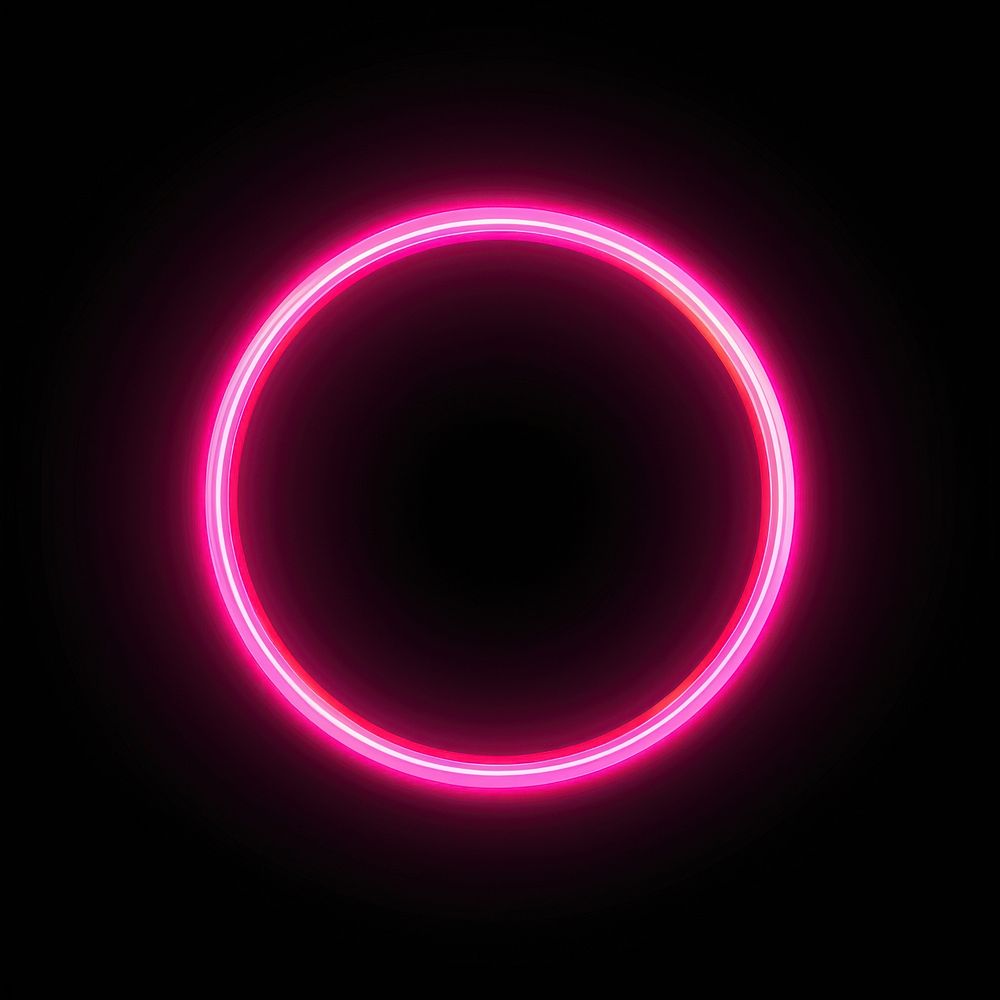 Pink neon circular light pink illuminated.