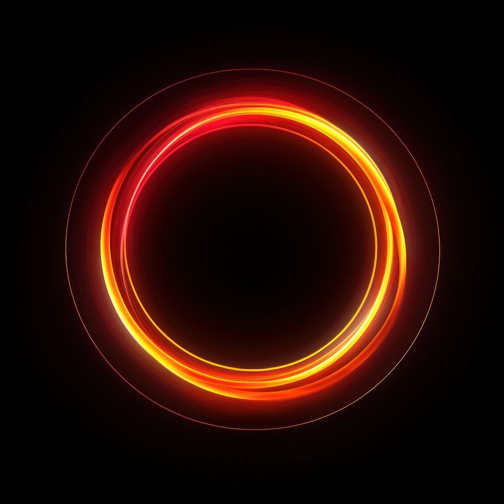 Red and yellow neon circular backgrounds eclipse light.