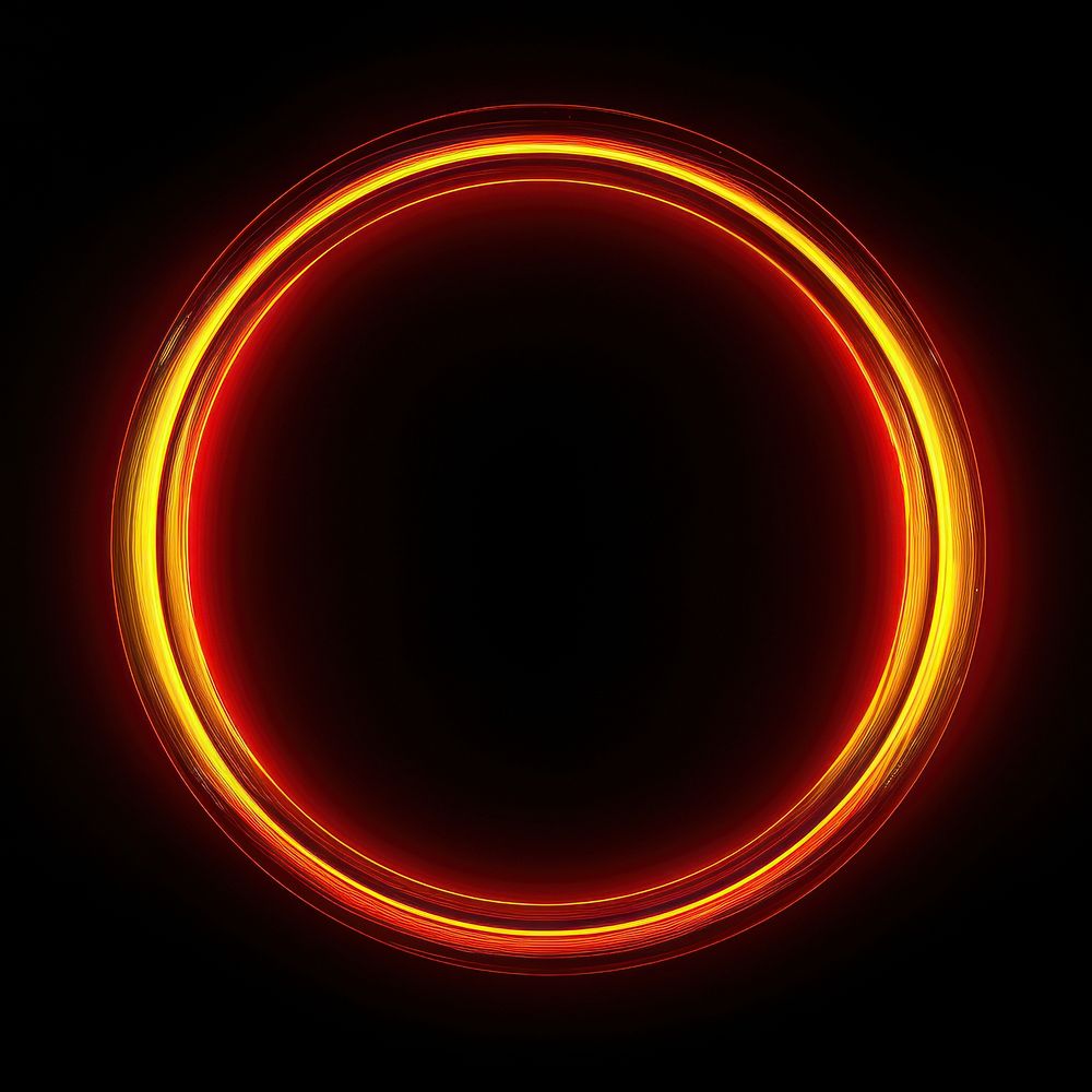 Red and yellow neon circular eclipse light red.