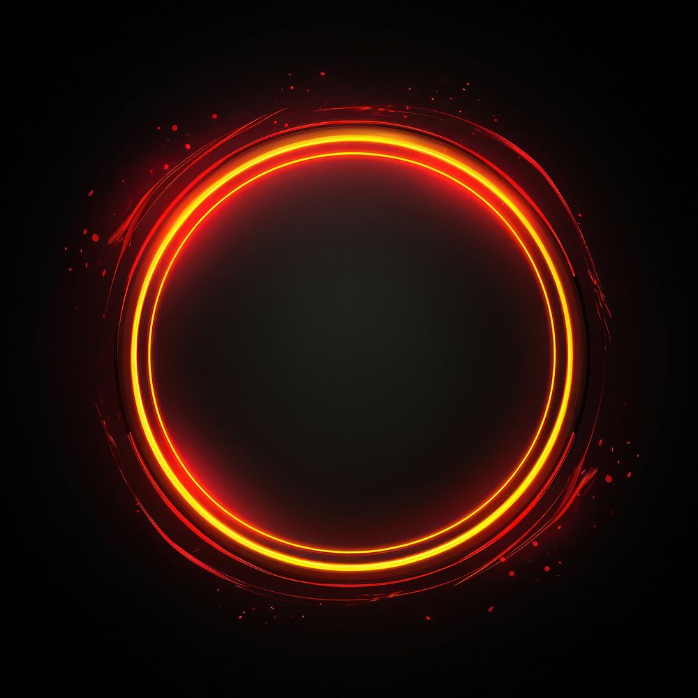 Red and yellow neon circular light night red.
