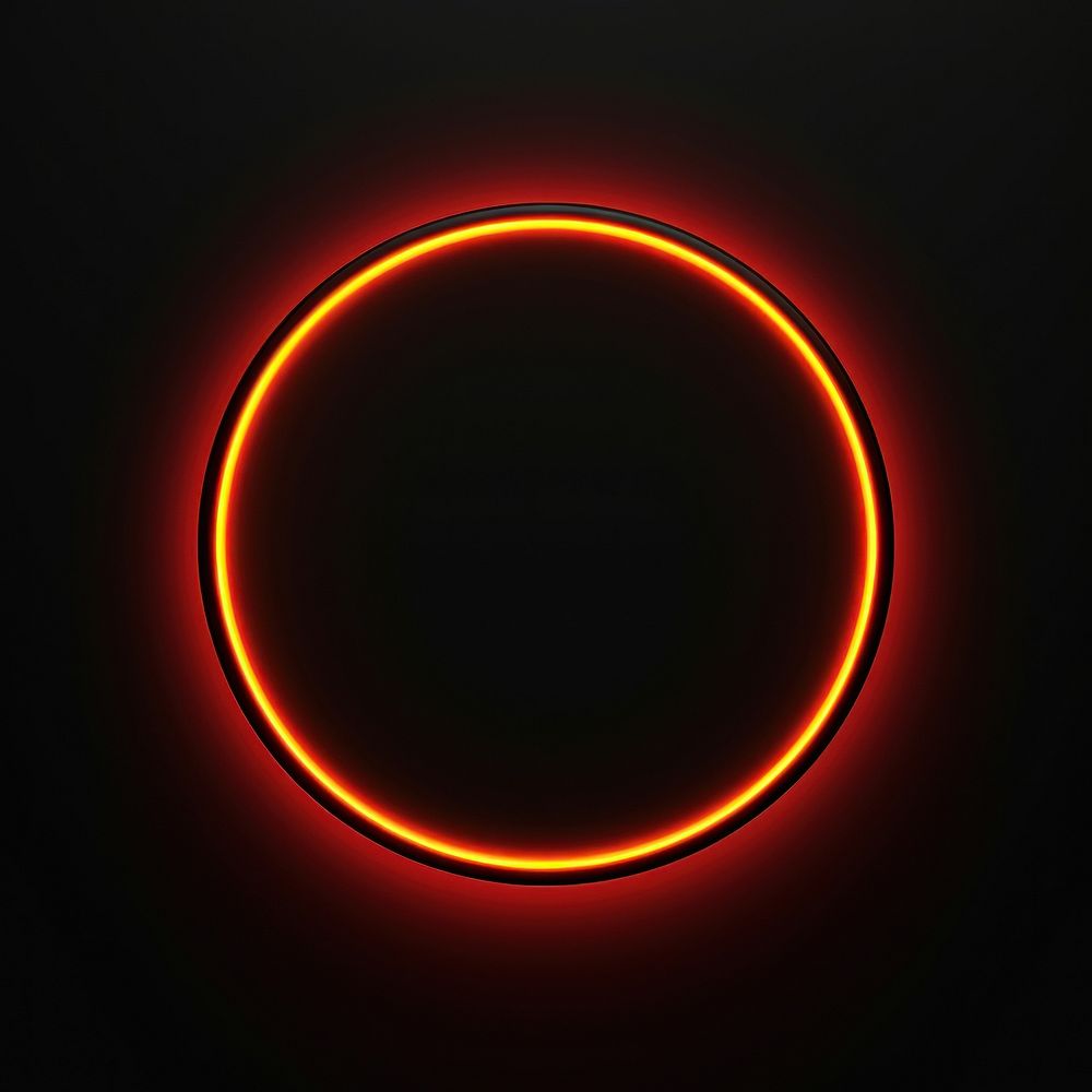 Red and yellow neon circular eclipse night red.
