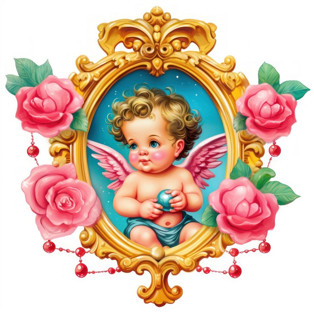 Cherub printable sticker cute baby representation.