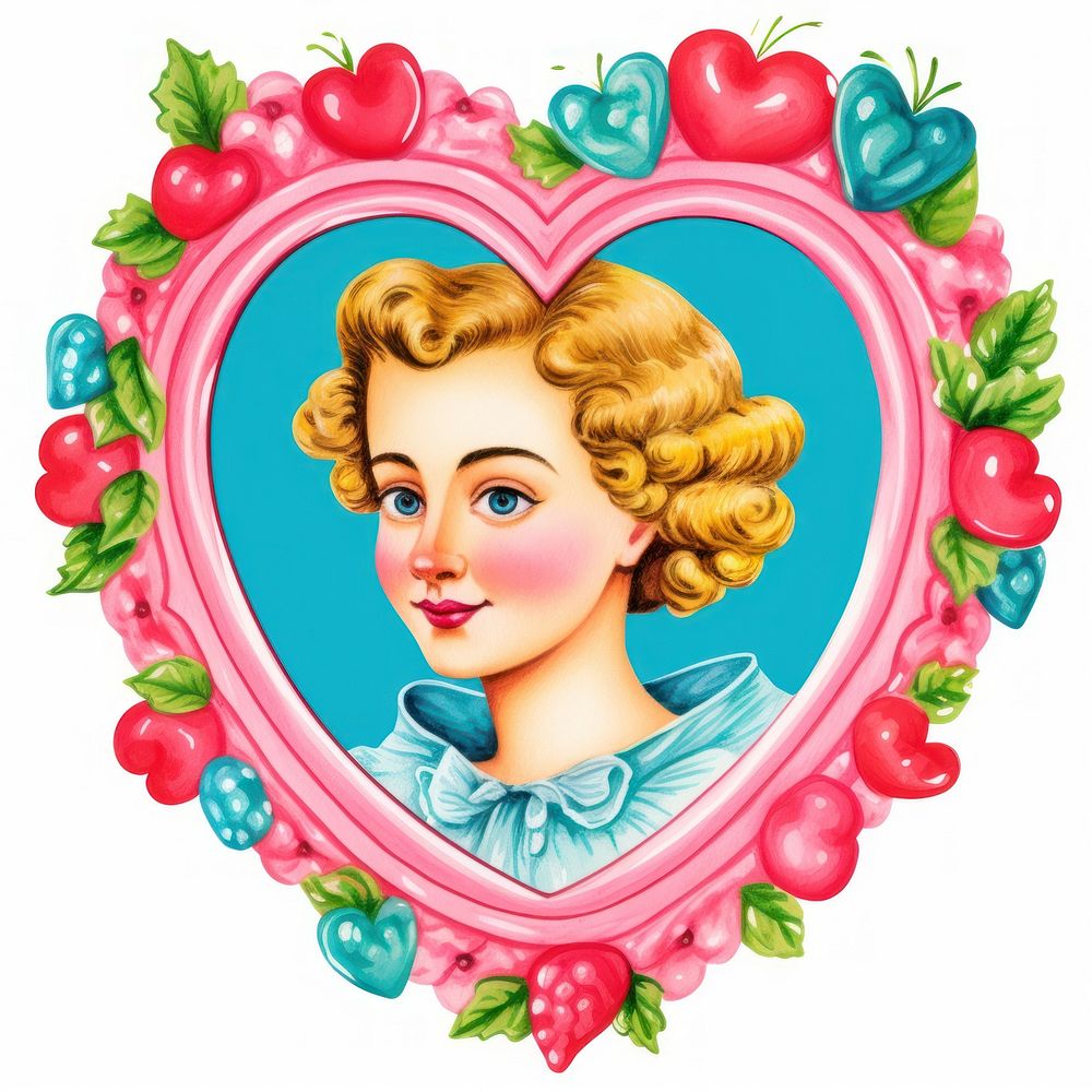 A woman printable sticker heart white background representation.