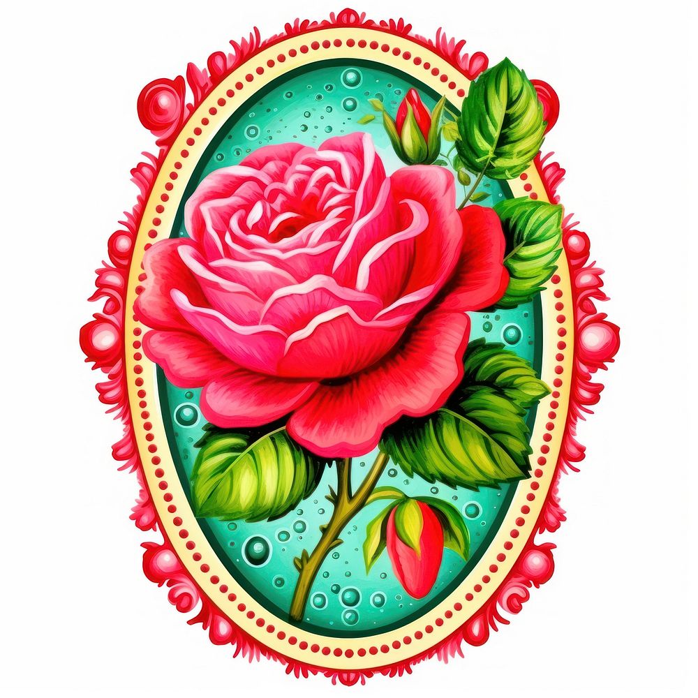 A red rose printable sticker pattern flower plant.
