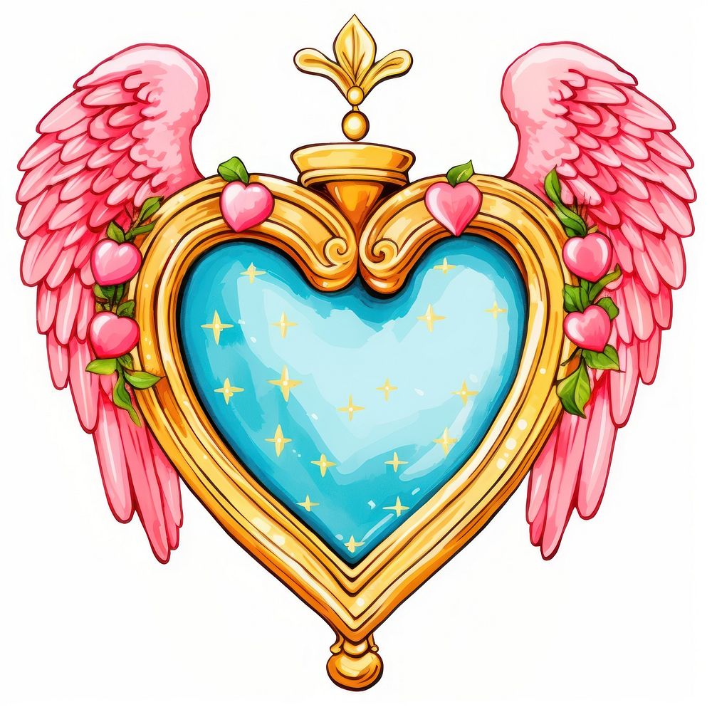 Angel wings printable sticker heart creativity jewelry.
