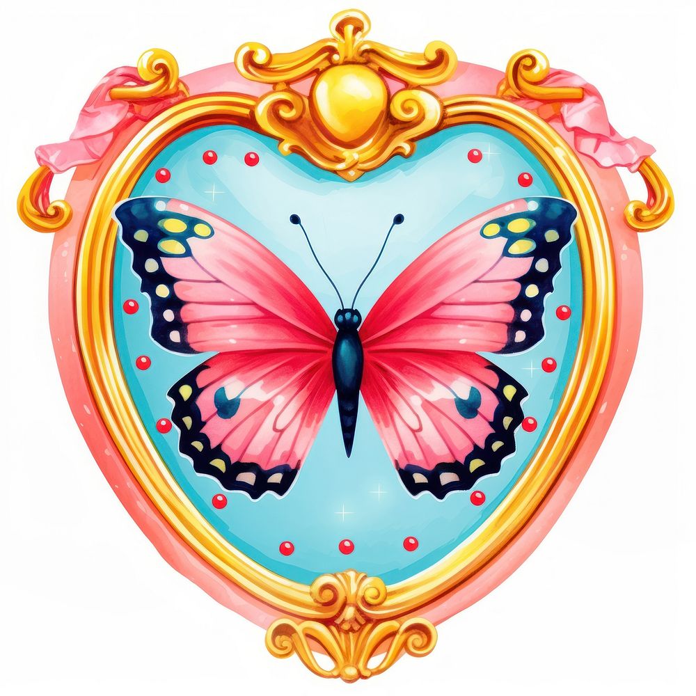 Butterfly printable sticker heart white background accessories.