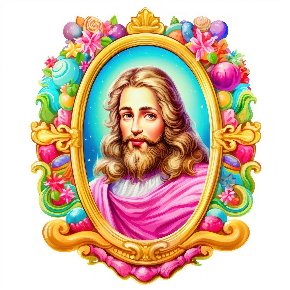 jesus-printable-sticker-portrait-representation-premium-photo