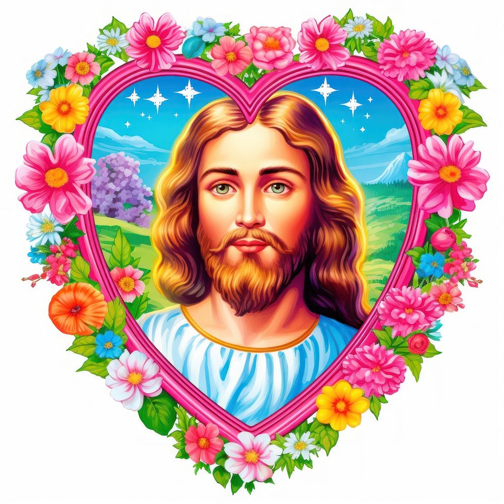 Jesus printable sticker portrait art representation.