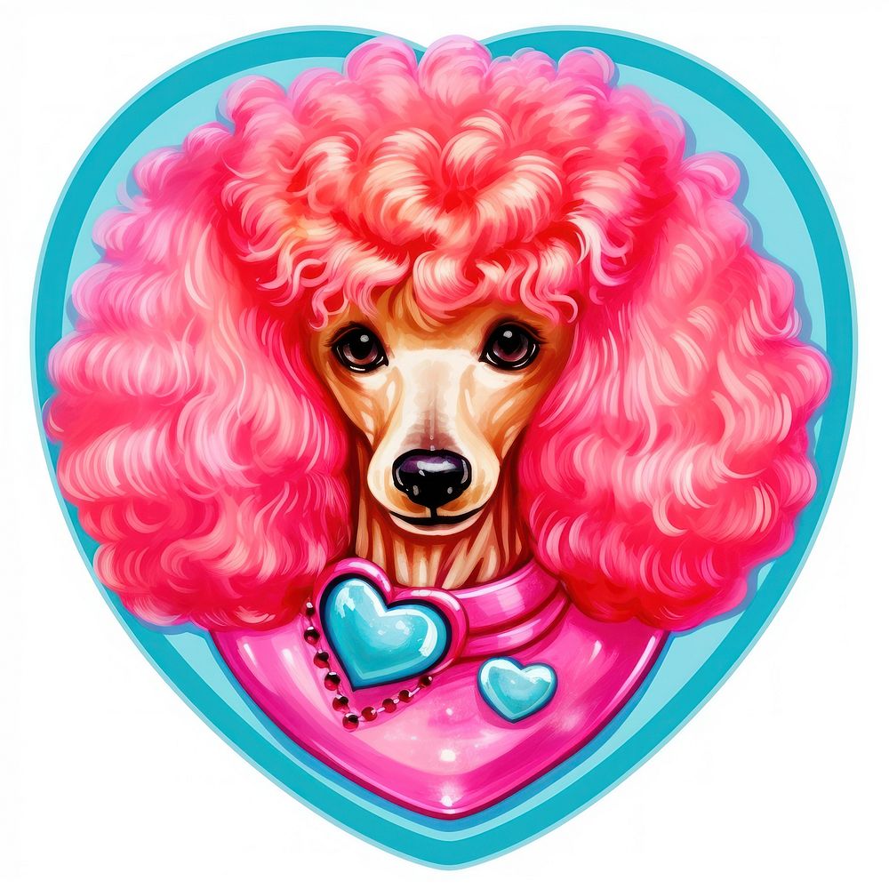Poodle dog breed printable sticker mammal animal heart.