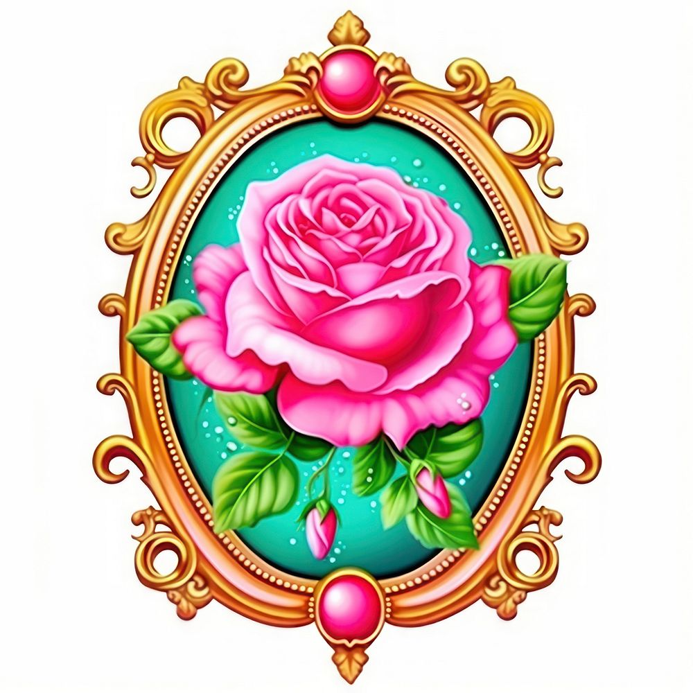 Pink rose printable sticker pattern jewelry flower.
