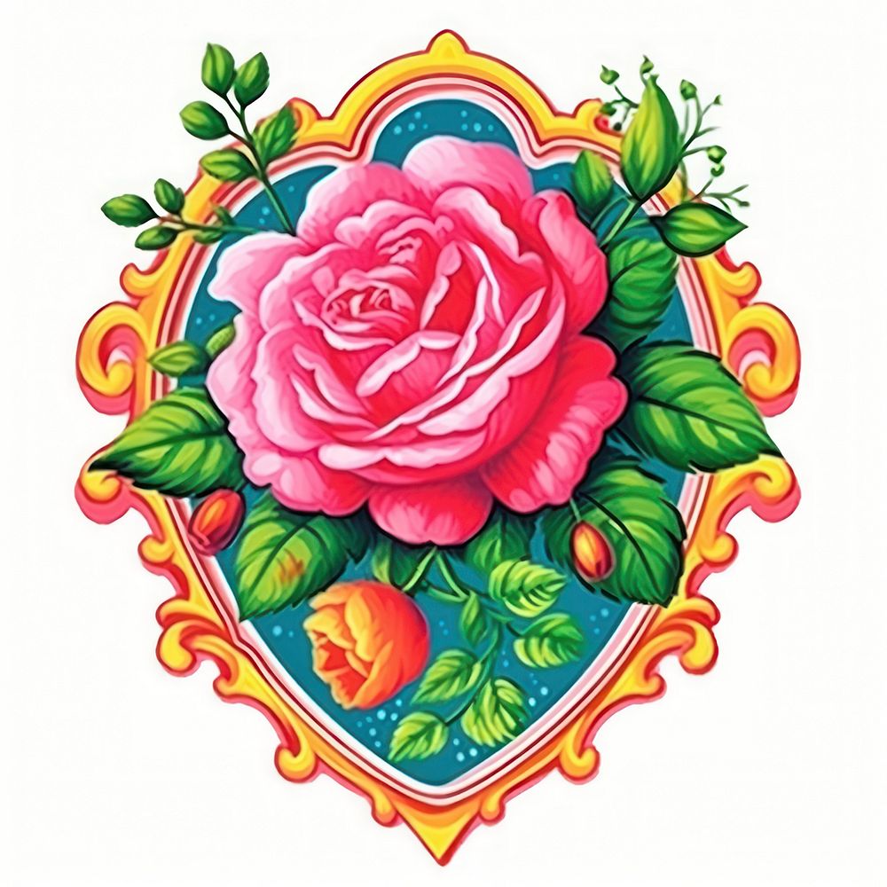 Rose printable sticker art pattern flower.