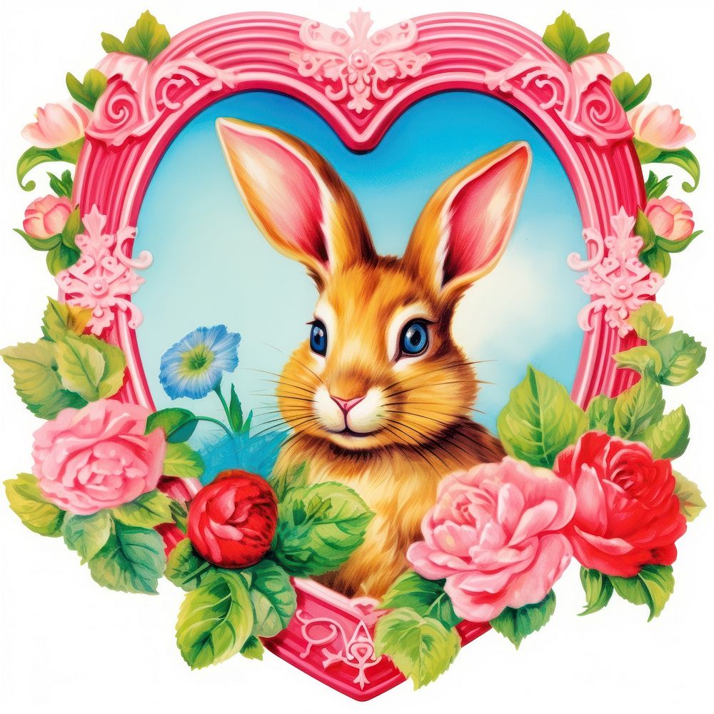 Rabbit printable sticker pattern art representation.