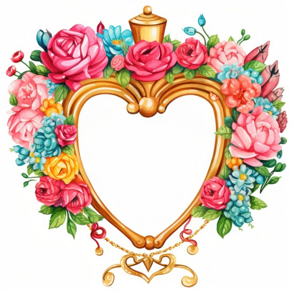 Wedding printable sticker pattern flower heart.