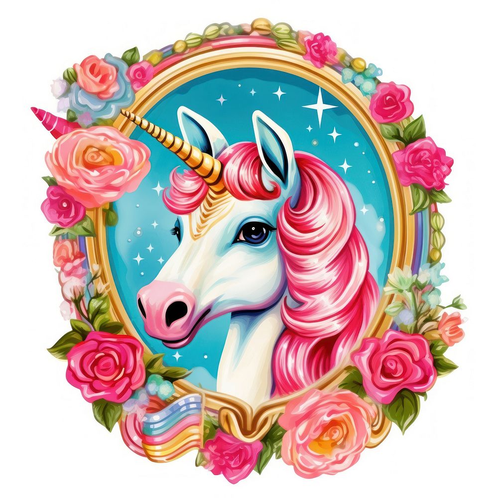 Unicorn printable sticker pattern art representation.