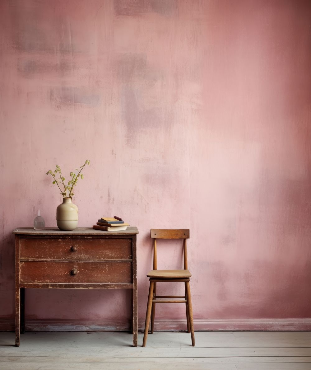 Pastel pink wall architecture furniture.