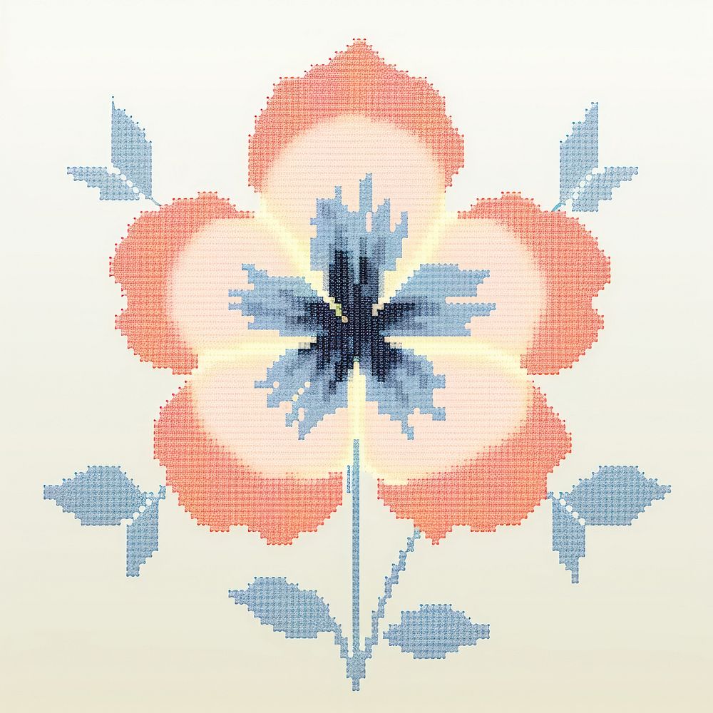Cross stitch flower embroidery graphics pattern.
