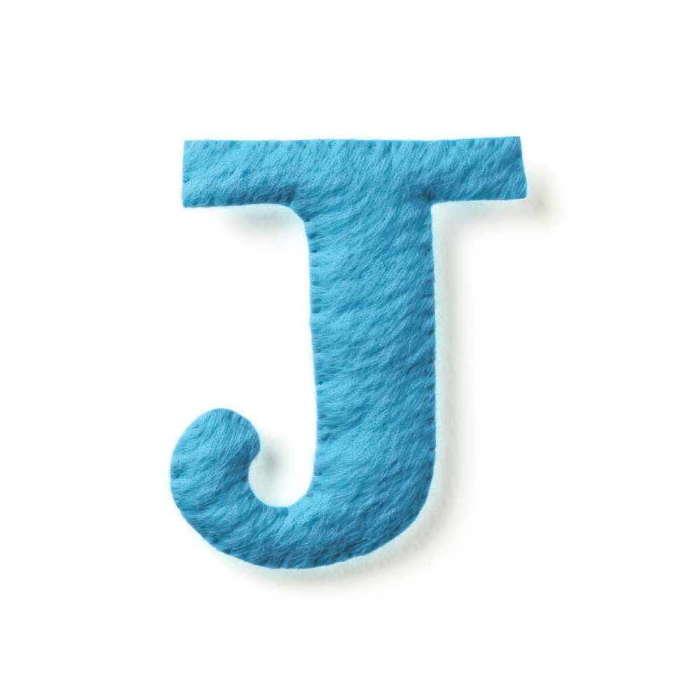 Letter J cute felt art number text blue.