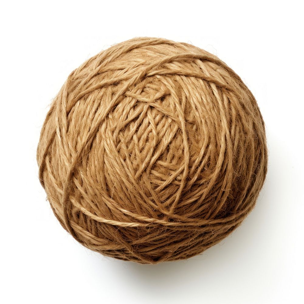 Natural jute twine string ball backgrounds wool white background.