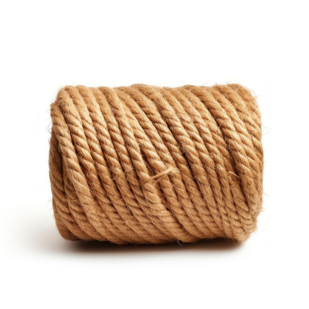Natural jute twine string roll rope white background accessories.
