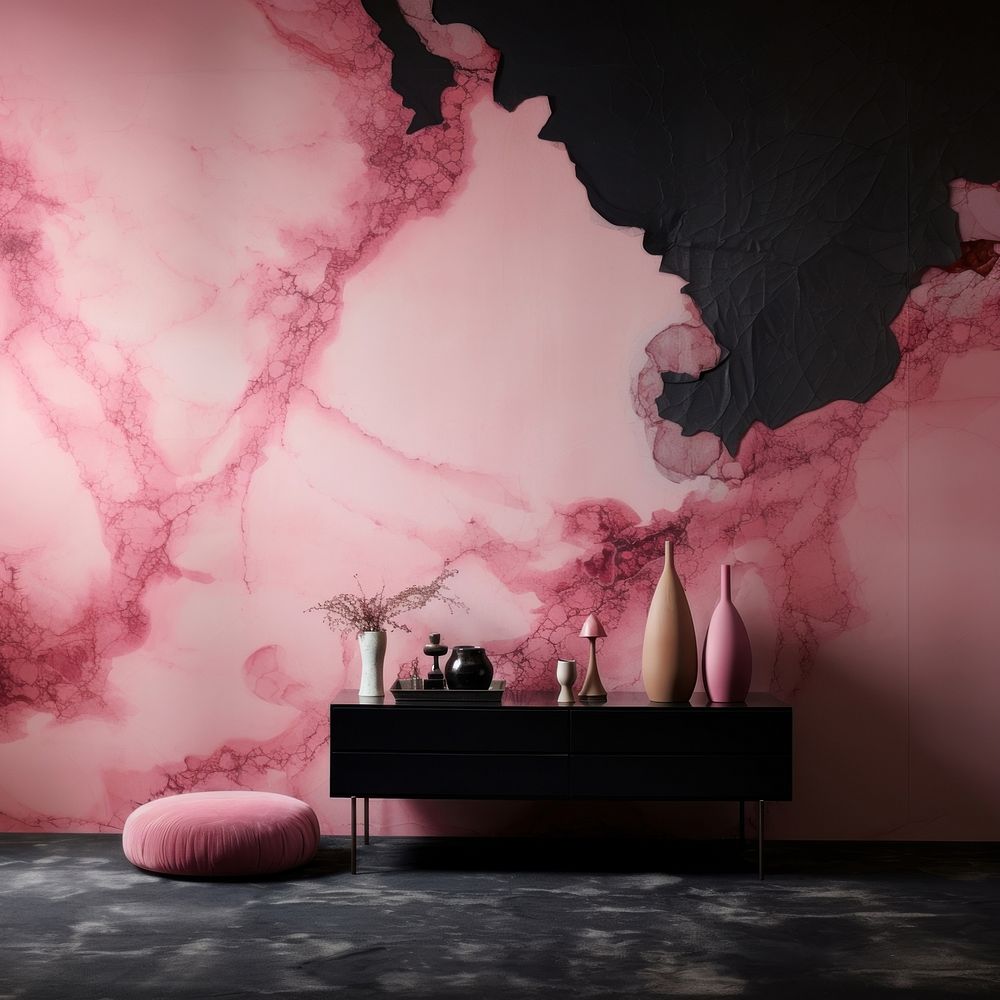 Pink and black wall architecture creativity.