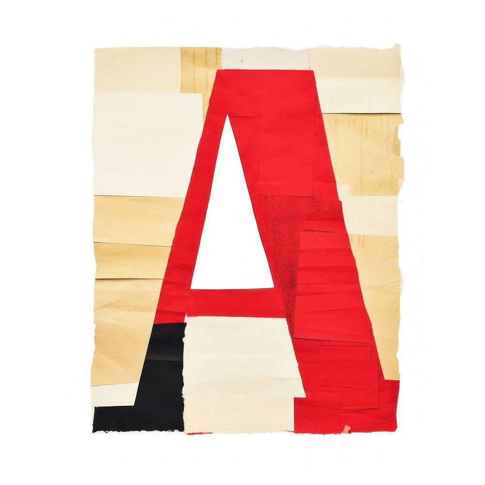Alphabet A paper collage letter text white background.