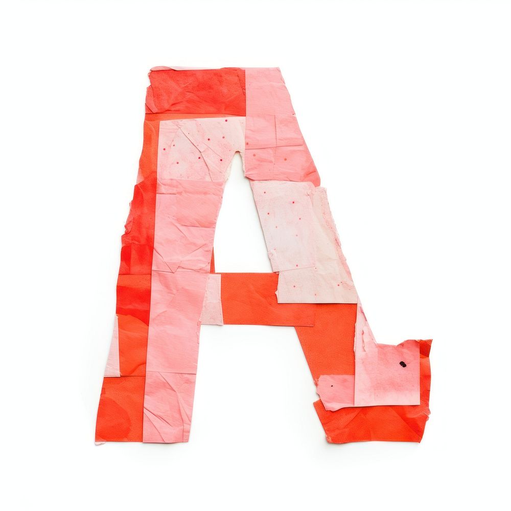 Alphabet A paper craft collage text white background pattern.