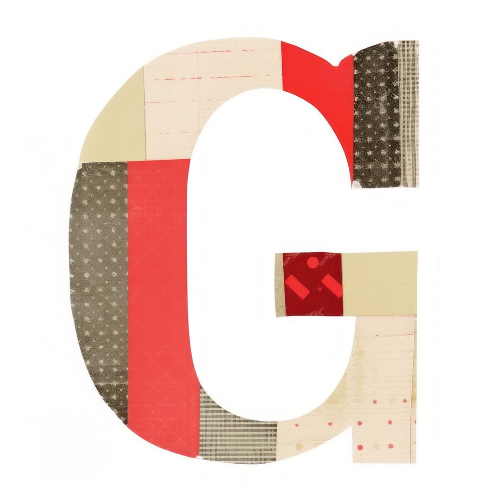 Alphabet G paper craft collage text white background creativity.