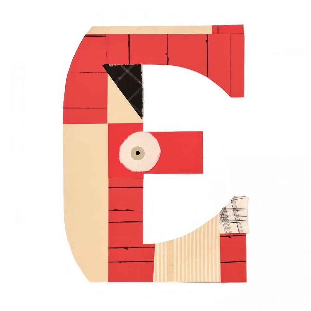 Alphabet E paper craft text number white background.