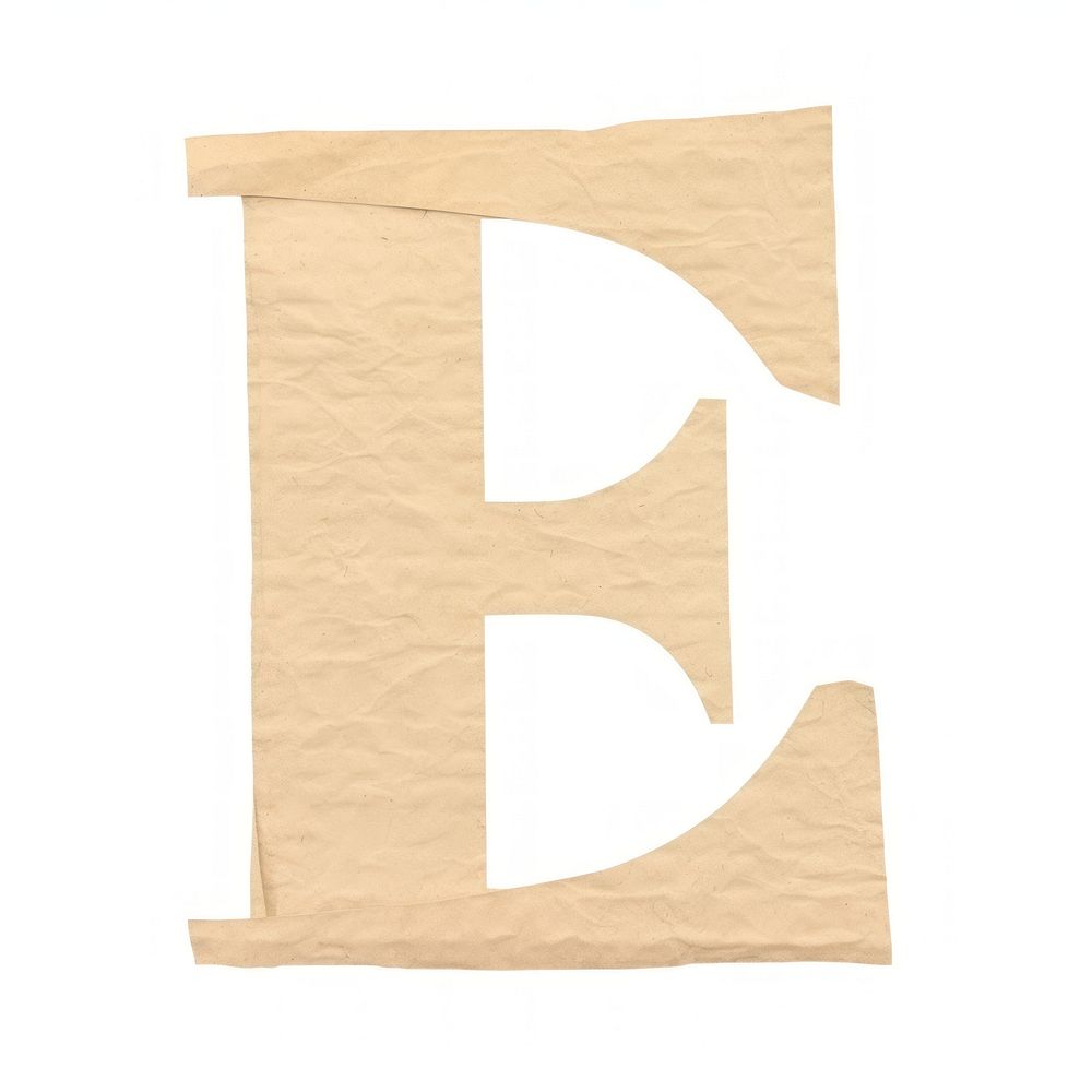 Alphabet E paper craft text letter white background.