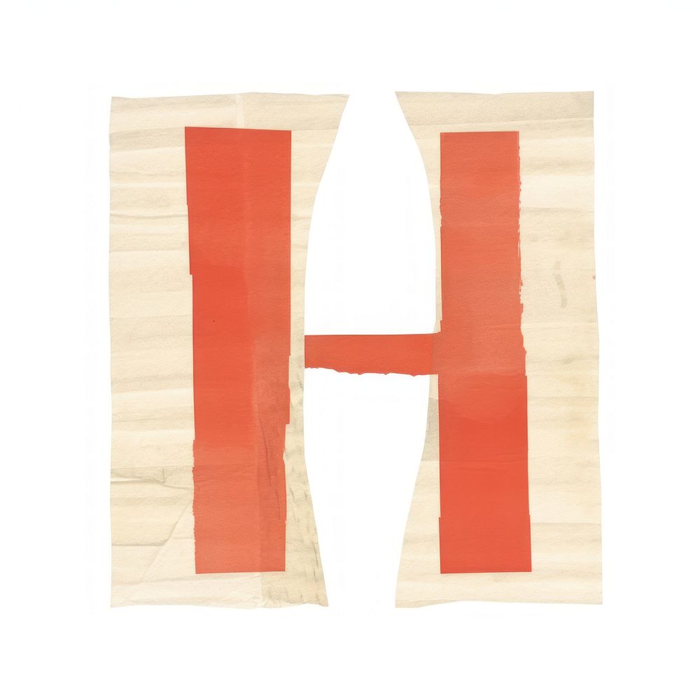 Alphabet H paper craft collage text letter white background.