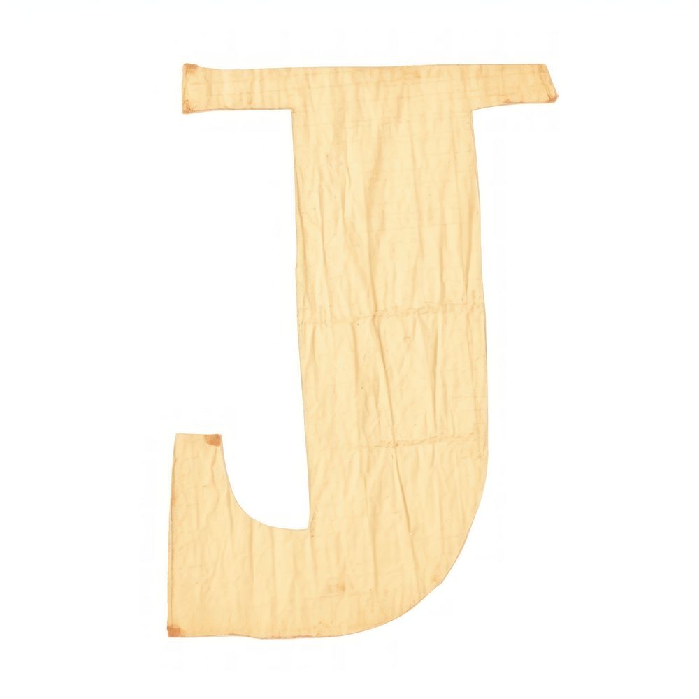 Alphabet J paper craft collage text wood white background.