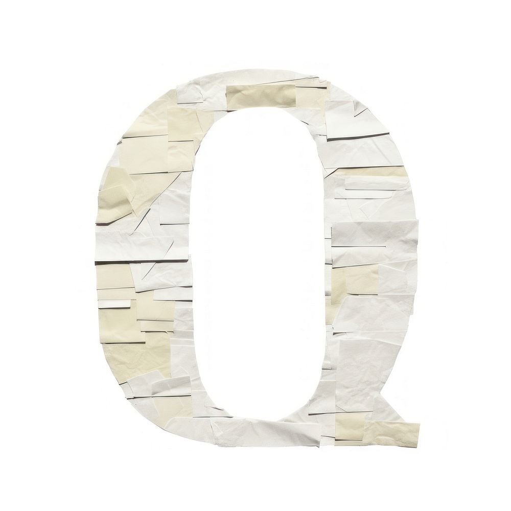 Alphabet Q paper craft collage text number white background.