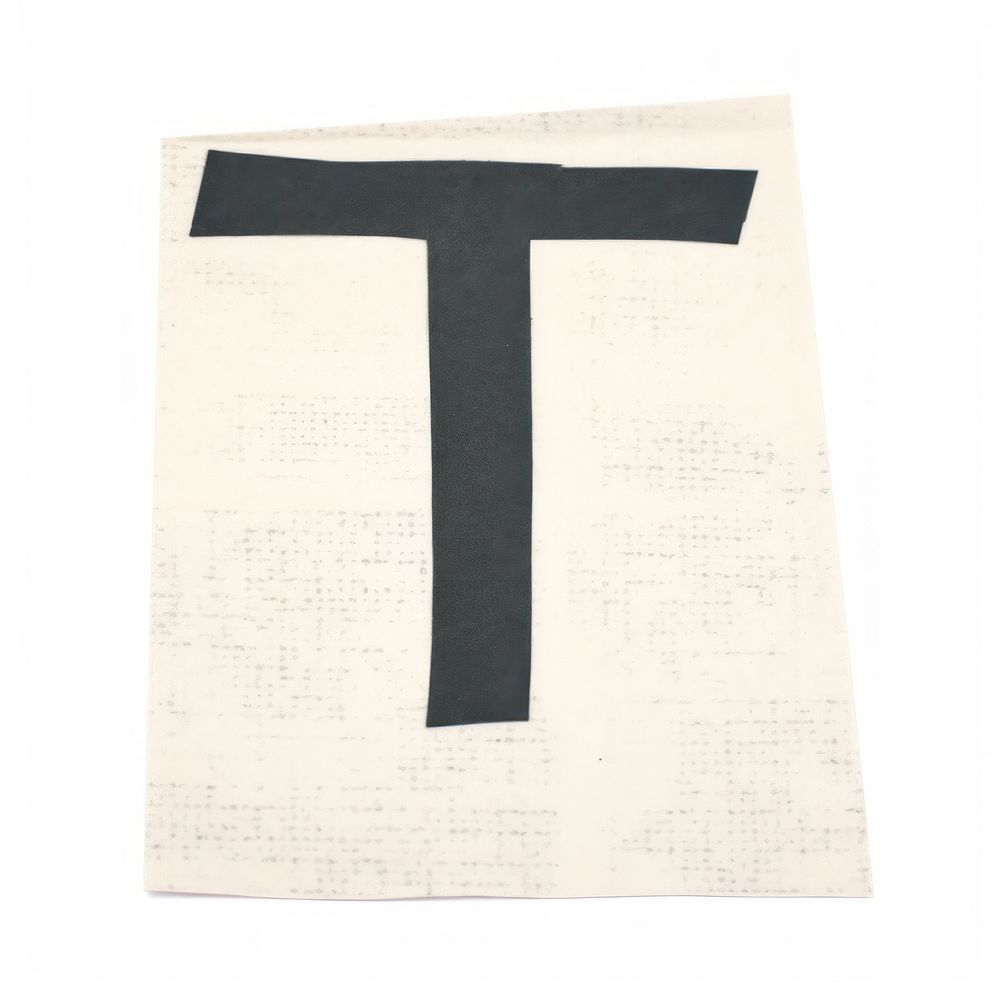 Alphabet T paper craft text white white background.