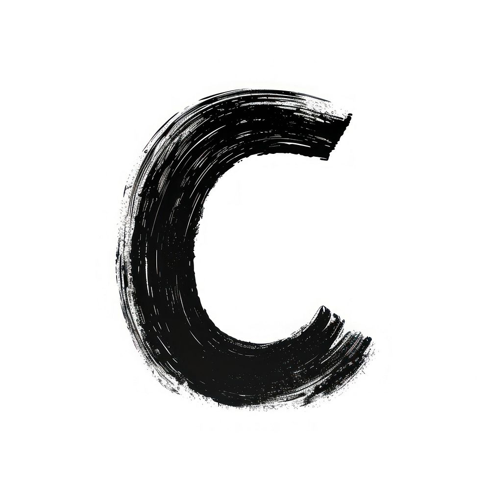 Alphabet C marker brush line text white background.