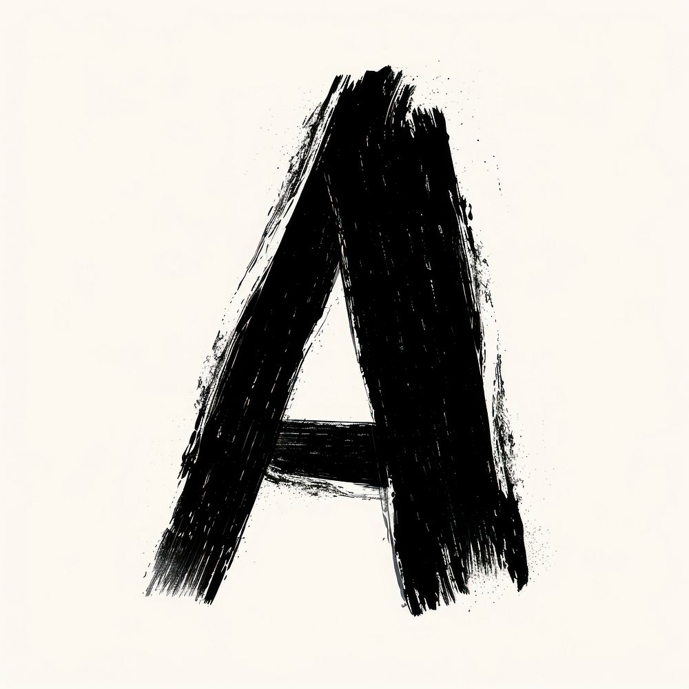 Alphabet A marker brush line text monochrome.