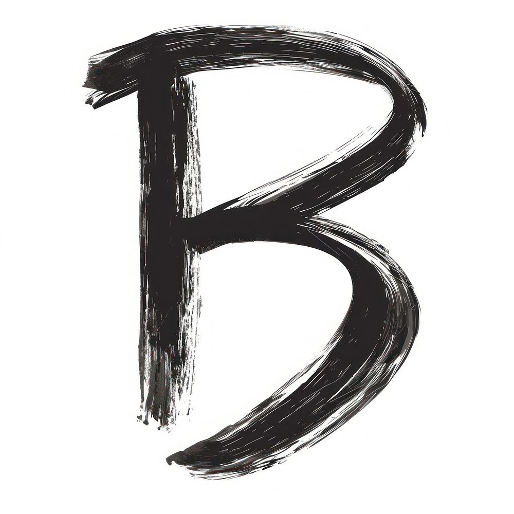Alphabet B marker brush white text line.